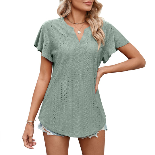Damen Luftiges Blusenshirt mit effektvollem Lochmuster Heidi-Mode