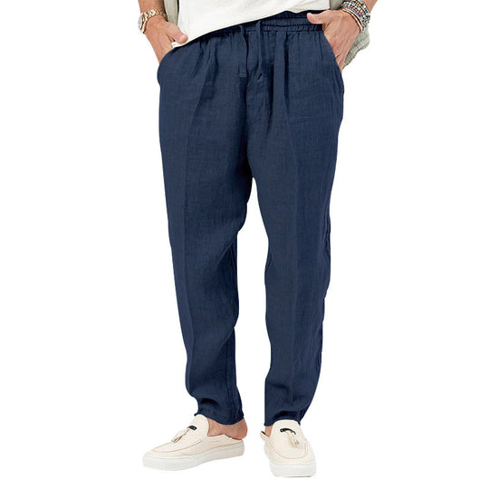 Herren Leichte Leinenhose mit elastischem Bund und praktischen Eingrifftaschen Heidi-Mode