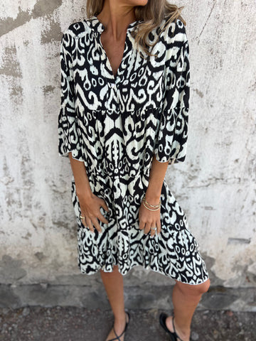 Damen lässiges Strandkleid mit lockerer Passform und schickem Druck Heidi-Mode