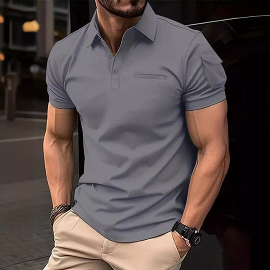 Herren Polohemd mit praktischem Reißverschluss und Brusttasche Heidi-Mode
