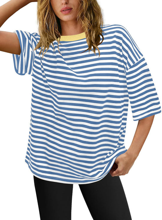Damen Übergrößen T-Shirt mit Streifenmuster Heidi-Mode