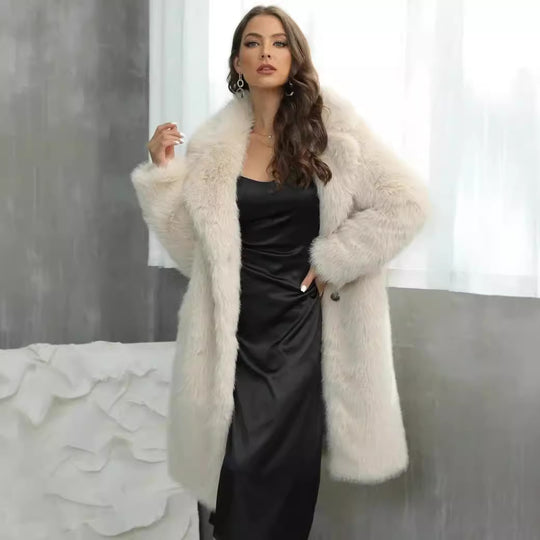 Damen Bequemer Kunstpelzmantel mit luxuriösem Revers Heidi-Mode