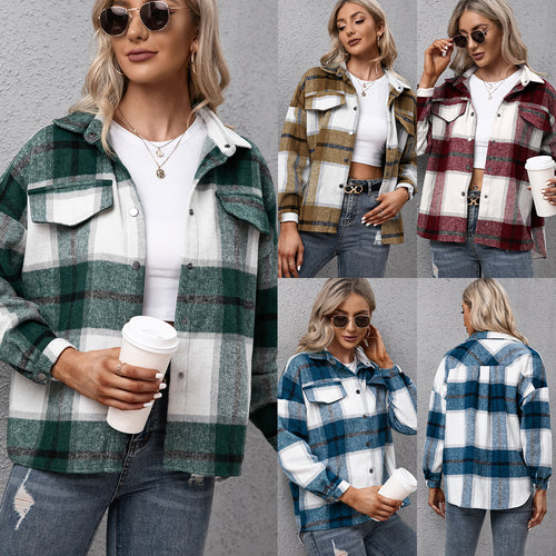Damen Karierte Overshirtjacke im lässigen Schnitt Heidi-Mode