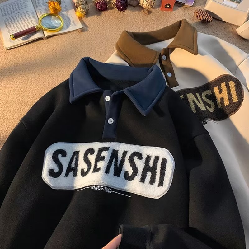 Herren Poloshirt mit einzigartigem Einstieg und kontrastivem Kragen Heidi-Mode