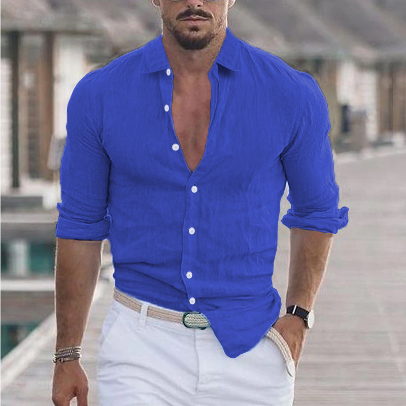 Herren Premium Leinenhemd mit modernem Slim-Fit Schnitt und hautfreundlicher Textur Heidi-Mode
