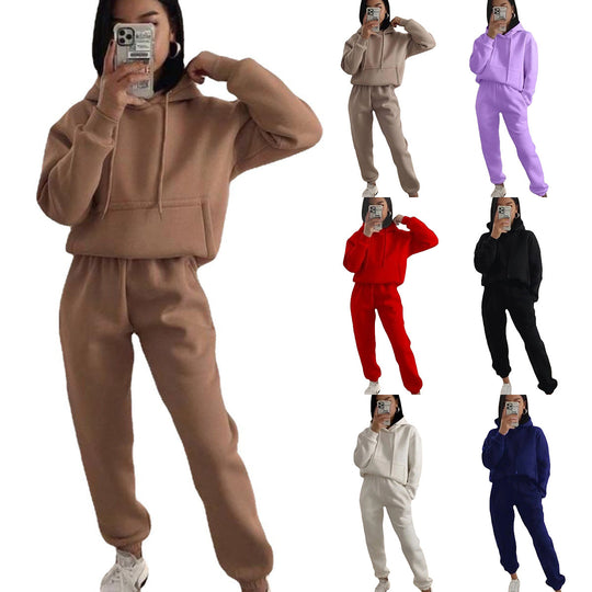 Damen Komfortabler Fleece Hoodie und Jogginghose Set Heidi-Mode