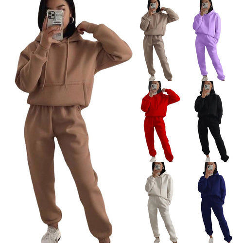 Damen Komfortabler Fleece Hoodie und Jogginghose Set Heidi-Mode