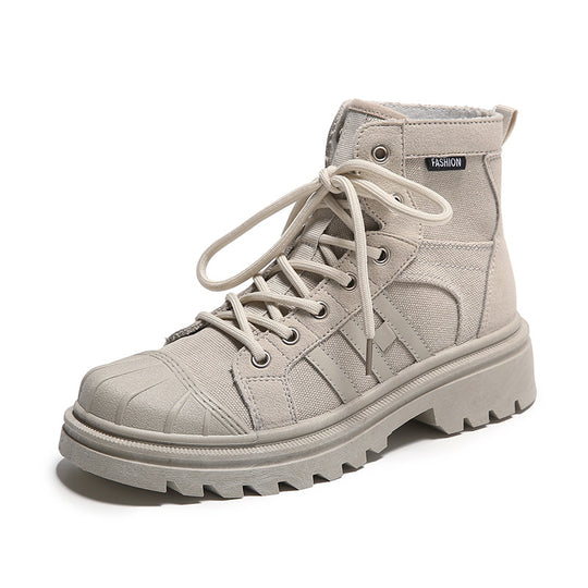 Damen Hochformat Sneaker aus robustem Textil mit trendiger Profilsohle Heidi-Mode