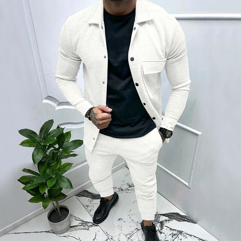 Herren elegantes Freizeitanzug mit modischem Streifenmuster Heidi-Mode