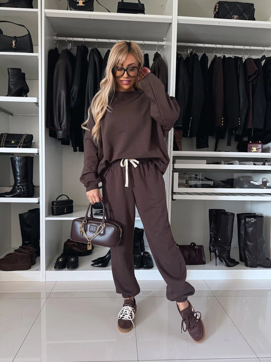 Damen lässiges Freizeit-Loungewear-Set mit elastischem Bund und oversize Schnitt Heidi-Mode