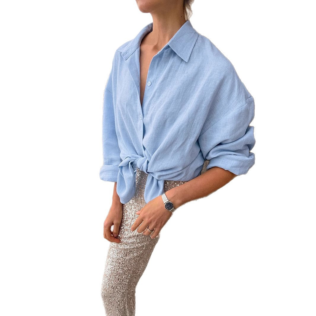 Damen Übergröße Leinen Knopfhemd Heidi-Mode