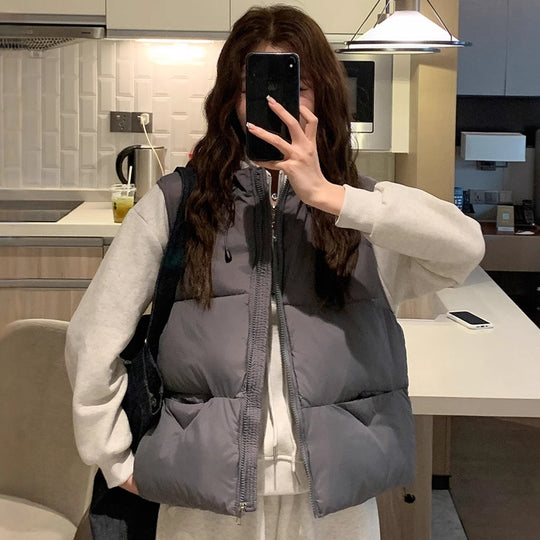 Damen Steppweste mit hohem Kragen und übergroßem Schnitt Heidi-Mode