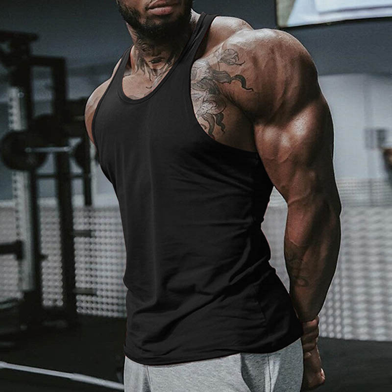 Herren atmungsaktives Fitness Tanktop mit Racerback-Design und körperbetontem Schnitt Heidi-Mode
