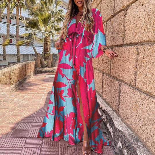Heidi-Mode | Bodenlanger Lebhaft Bunter Duster Kleid