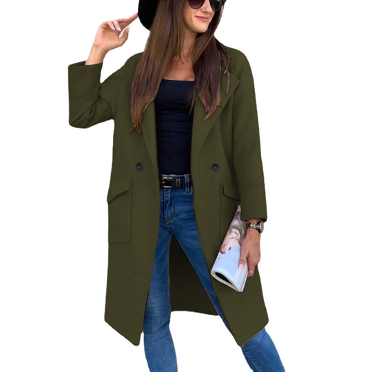 Damen lässiger Oversized-Mantel mit modernen Taschen und elegantem Revers Heidi-Mode