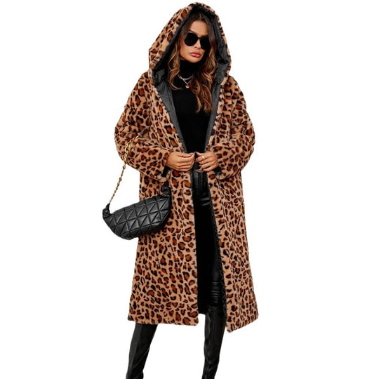 Damen Übergroße Kuscheljacke mit Leopardenmuster Heidi-Mode