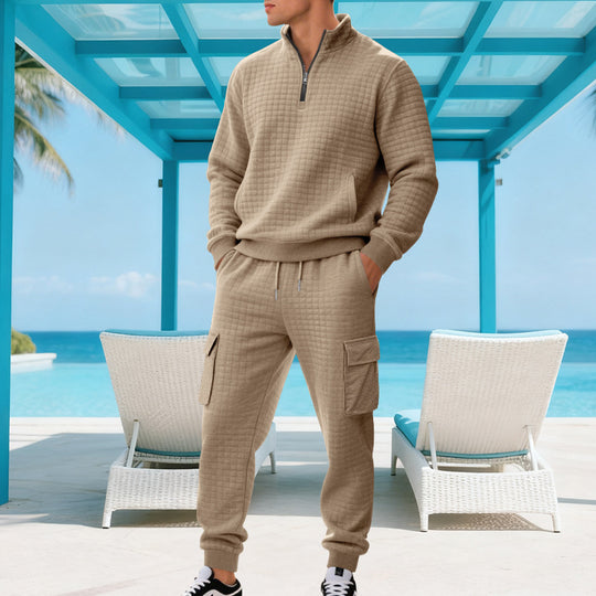 Herren Sweatshirt und Jogginghose Set mit Reißverschluss und praktischen Taschen Heidi-Mode