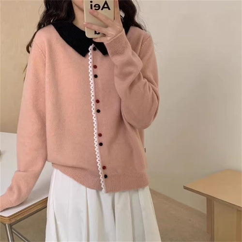 Damen Eleganter Strickcardigan mit Stehkragen und Knopfdetail Heidi-Mode