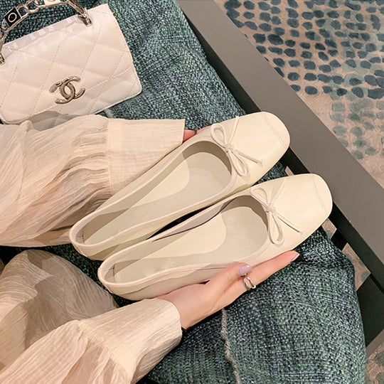 Damen klassische Ballerina Flats mit Schleifendetail Heidi-Mode