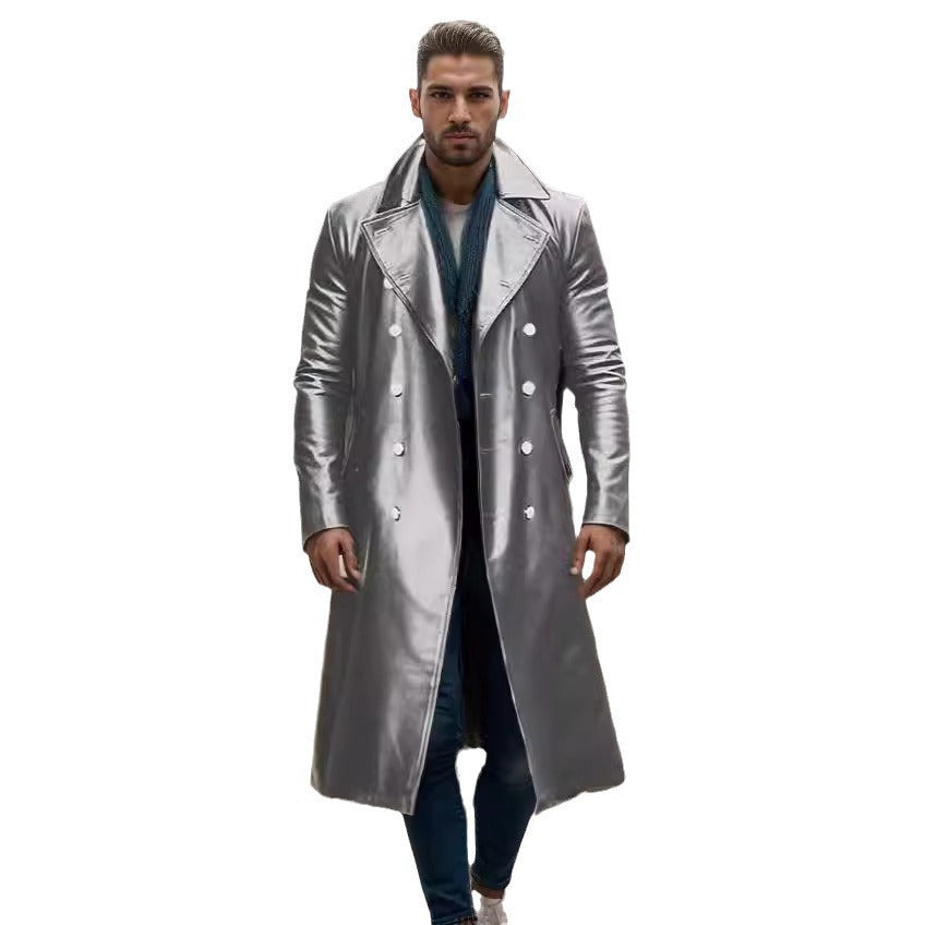 Herren eleganter und glänzender Trenchcoat Heidi-Mode