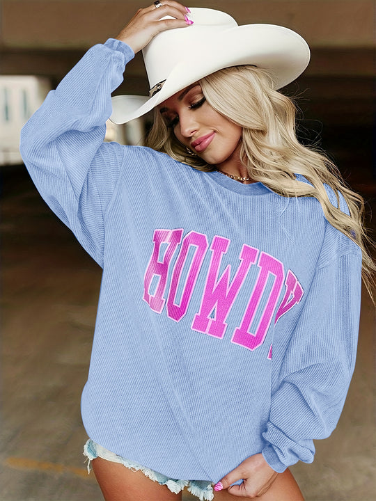 Damen Lässiges Pullover mit Schriftzug und lockerer Passform Heidi-Mode
