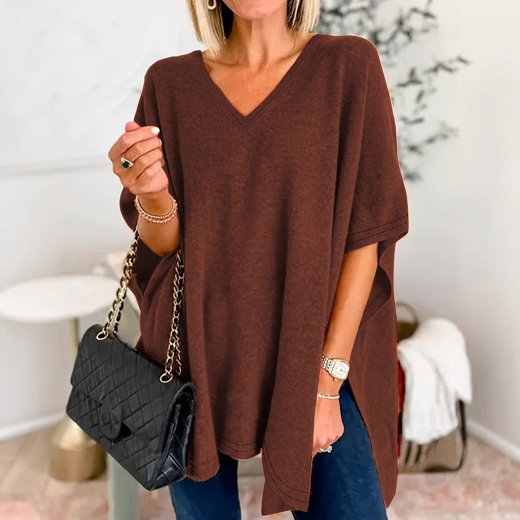 Damen Oversized V-Ausschnitt Tunika Heidi-Mode