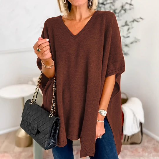 Damen Oversized V-Ausschnitt Tunika Heidi-Mode