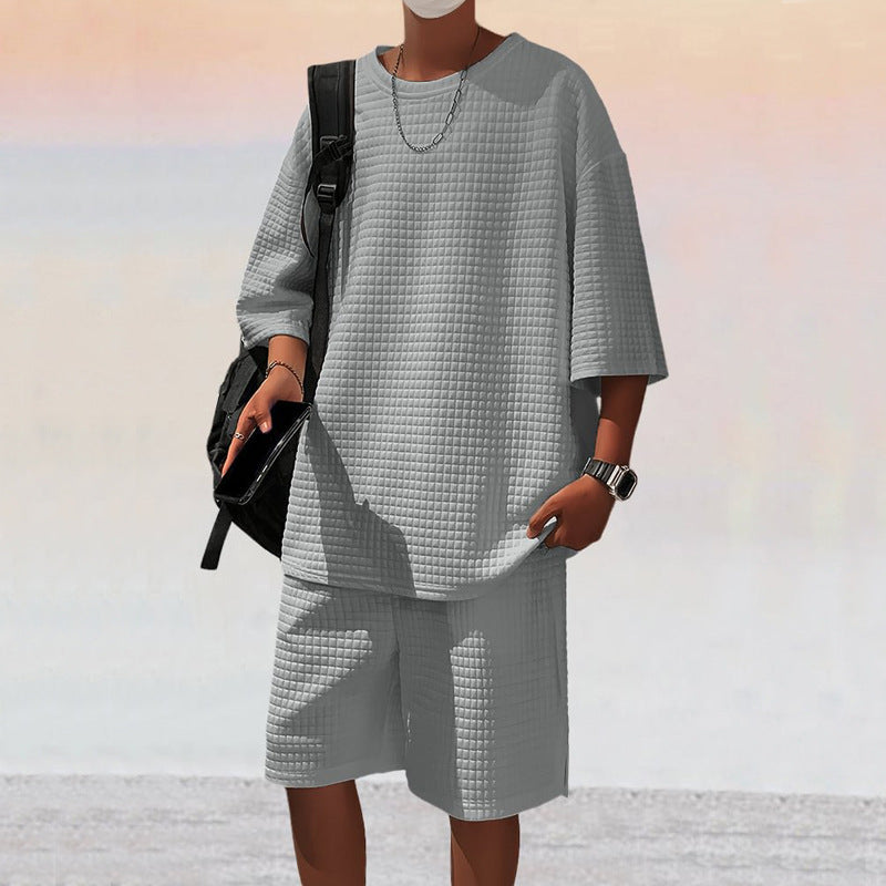Herren Freizeitsport Set aus locker sitzendem Oberteil mit atmungsaktiven Shorts Heidi-Mode