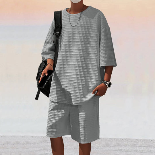 Herren Freizeitsport Set aus locker sitzendem Oberteil mit atmungsaktiven Shorts Heidi-Mode