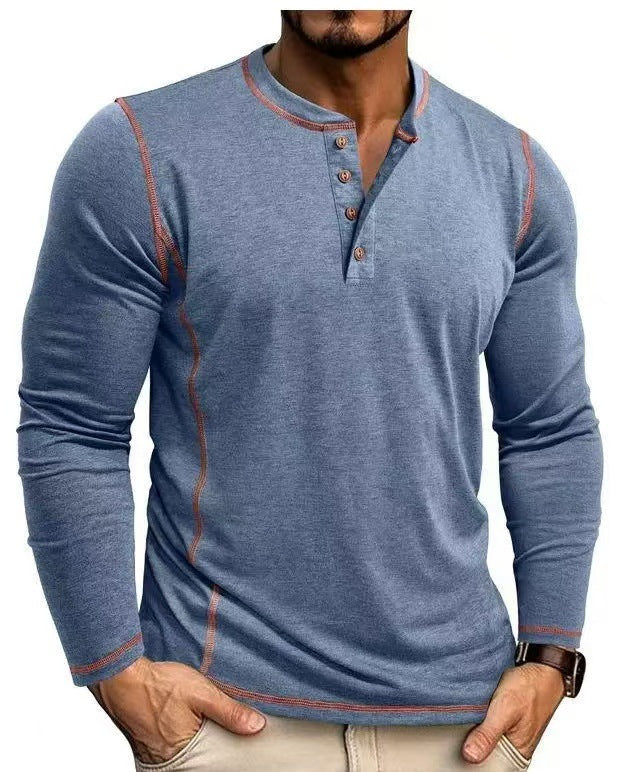 Herren Langarmshirt mit Knopfleiste Heidi-Mode