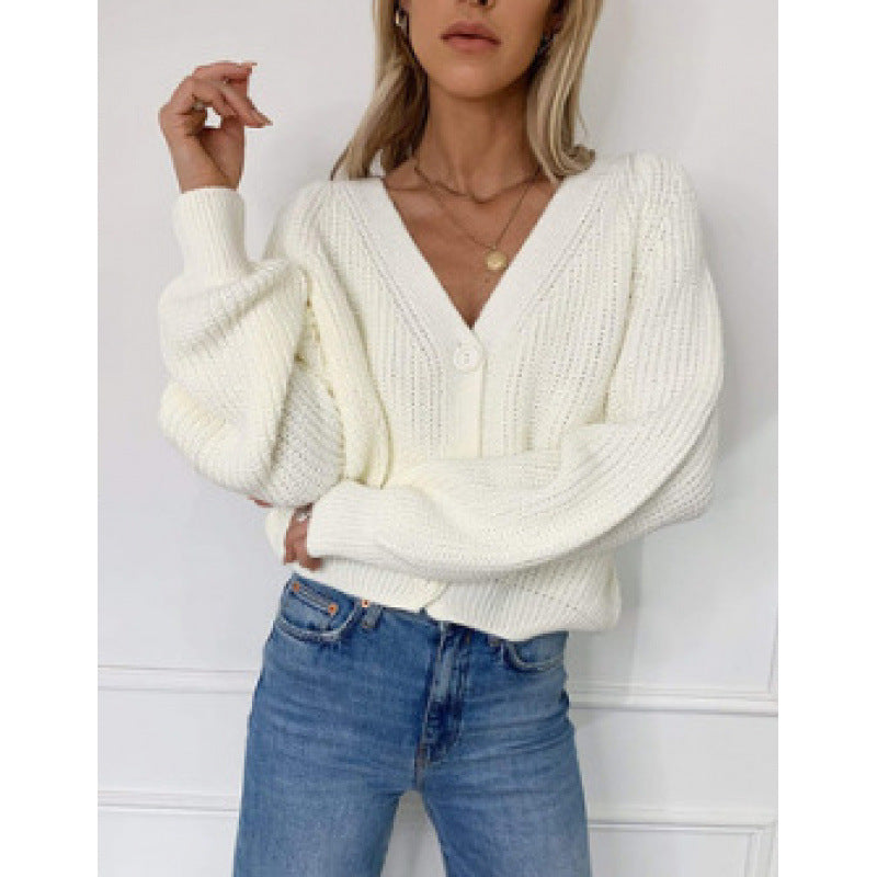 Damen Gestrickte Knopf-Cardigan Heidi-Mode