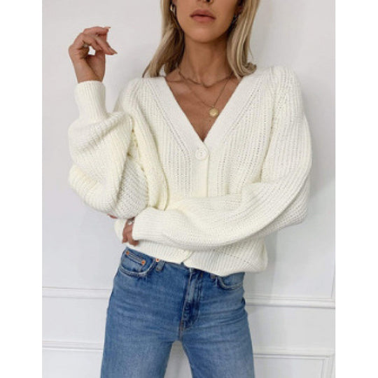 Damen Gestrickte Knopf-Cardigan Heidi-Mode