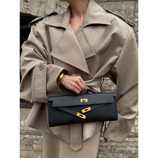 Damen Trenchcoat mit taillierbarem Gürtel und modischen Revers Heidi-Mode