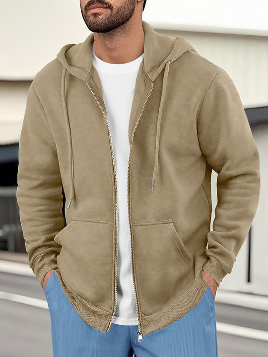 Herren lässige Kapuzenjacke mit atmungsaktivem Sweatstoff und praktischen Taschen Heidi-Mode