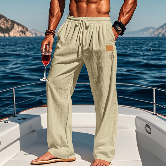 Herren Leichte Sommerhose mit elastischem Bund und seitlichen Taschen Heidi-Mode