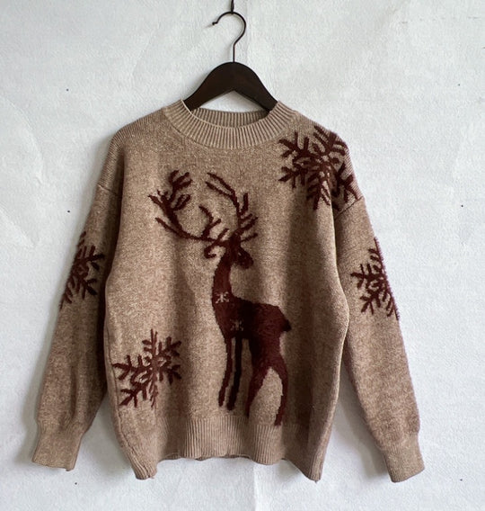 Damen Weihnachts-Pullover mit festlichem Rentiermotiv und angenehmem Schnitt Heidi-Mode