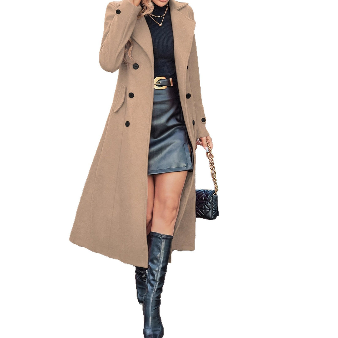 Damen eleganter, langjähriger Trenchcoat mit klassischem Schnitt und schmaler Silhouette Heidi-Mode