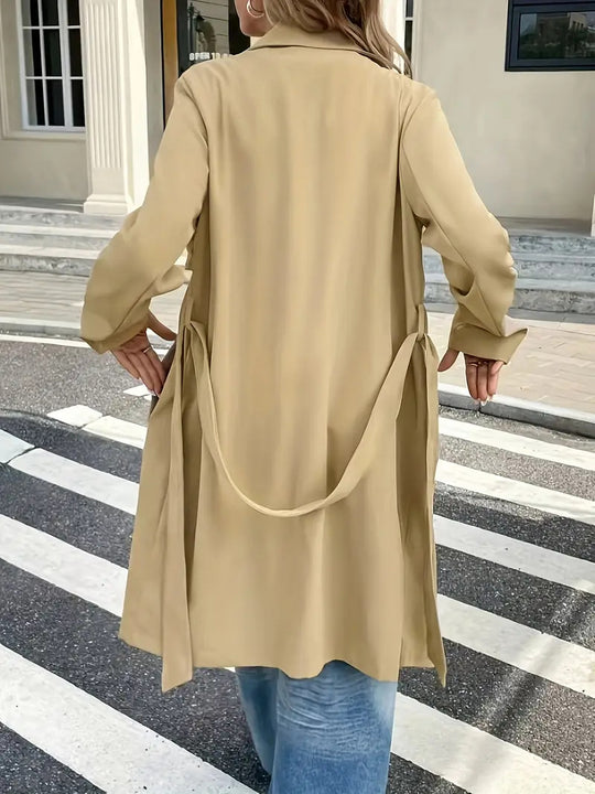 Damen Trenchcoat mit praktischen Taschen und stilvollem Bindegürtel Heidi-Mode