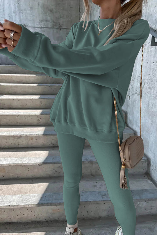 Damen Oversized Sweatshirt mit weitem Schnitt und strukturierten Ärmeln Heidi-Mode