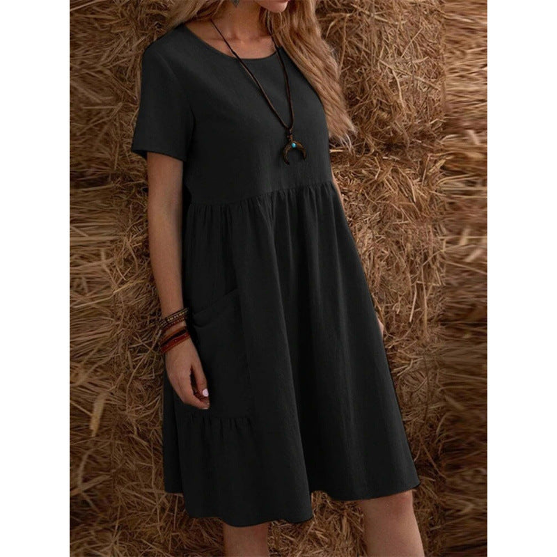 Damen Midikleid mit lockerer Passform und praktischen Taschen Heidi-Mode