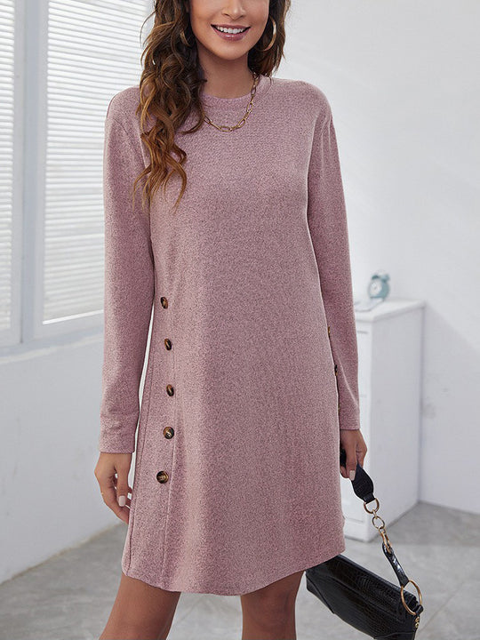 Damen Freizeitkleid mit eleganten Knopfdetails und lässigem Schnitt Heidi-Mode