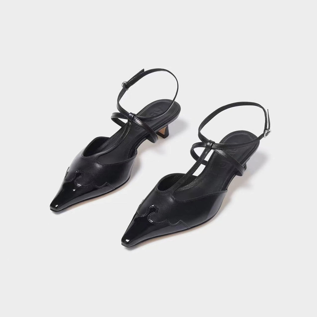 Femme Spitz-Zehen Slingback Schuhe mit künstlerischem Ausschnitt-Design Heidi-Mode