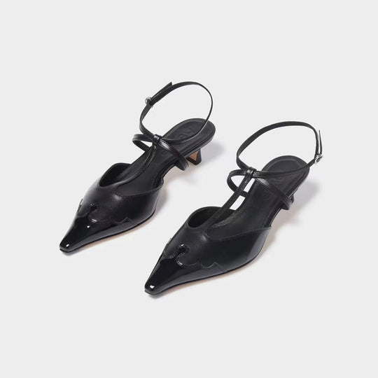 Femme Spitz-Zehen Slingback Schuhe mit künstlerischem Ausschnitt-Design Heidi-Mode