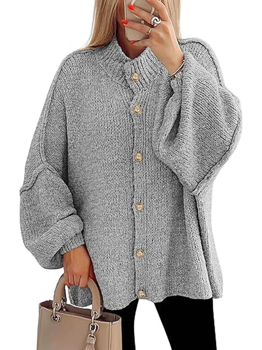 Damen oversized Strickjacke mit Knopfverschluss Heidi-Mode