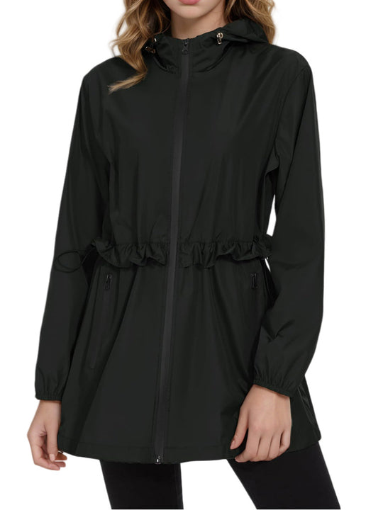 Damen Leichte Übergangsjacke mit verstellbarem Kordelzug und seitlichen Taschen Heidi-Mode