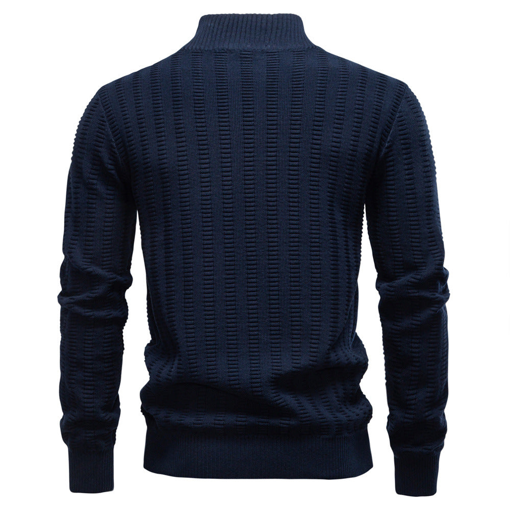 Herren Pullover mit strukturiertem Design und halbem Reißverschluss Heidi-Mode
