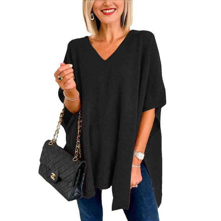 Damen Oversized V-Ausschnitt Tunika Heidi-Mode