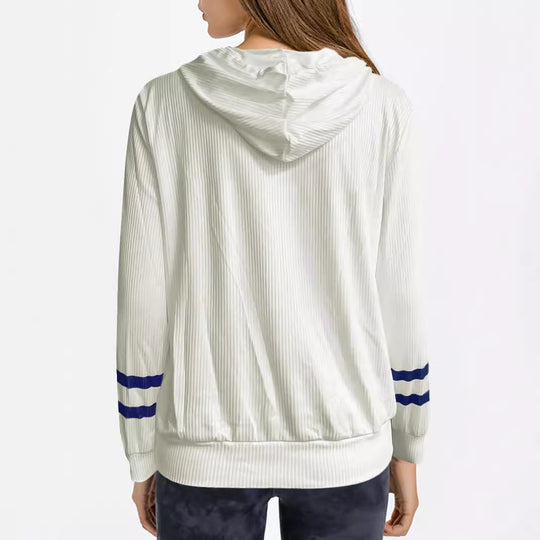 Damen Kapuzenpullover mit maritimem Motiv und strukturiertem Gewebe Heidi-Mode