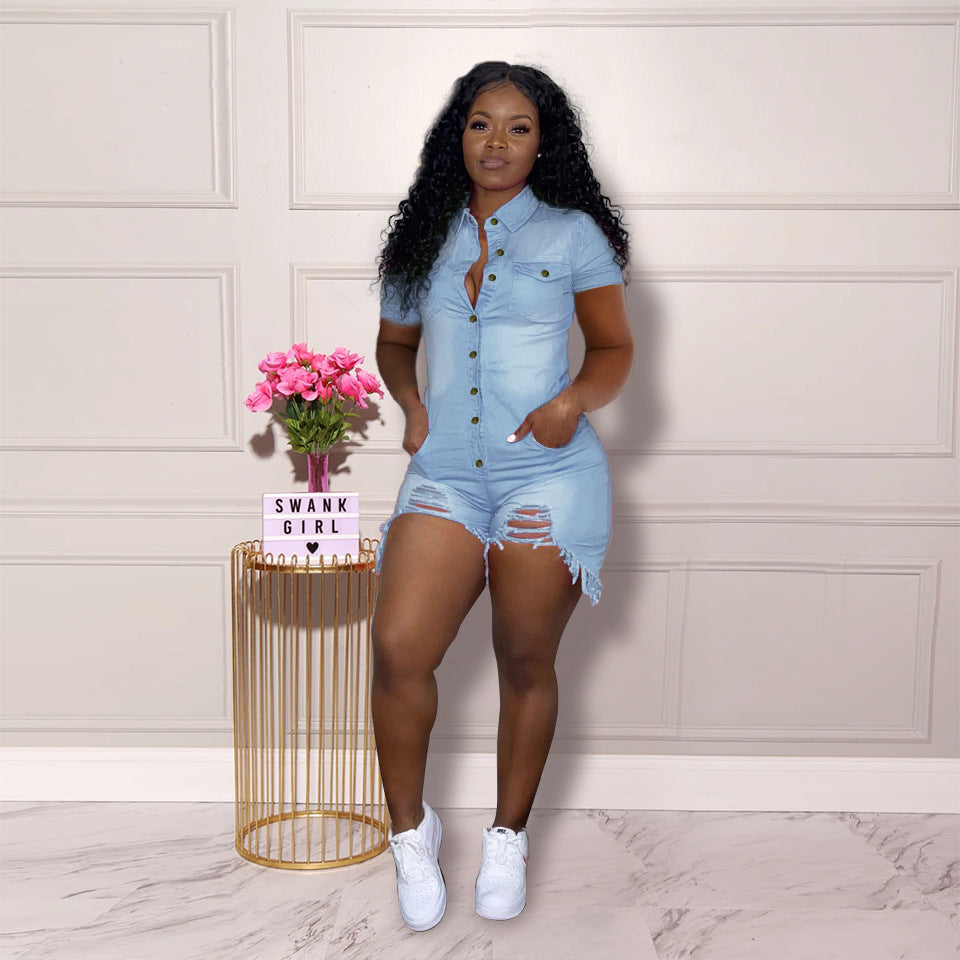Heidi-Mode | Damen Shorts und Kurzarm Hemd Druckoverall