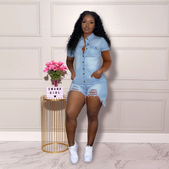 Heidi-Mode | Damen Shorts und Kurzarm Hemd Druckoverall